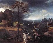 PATENIER, Joachim St Christopher Bearing the Christ Child af oil painting